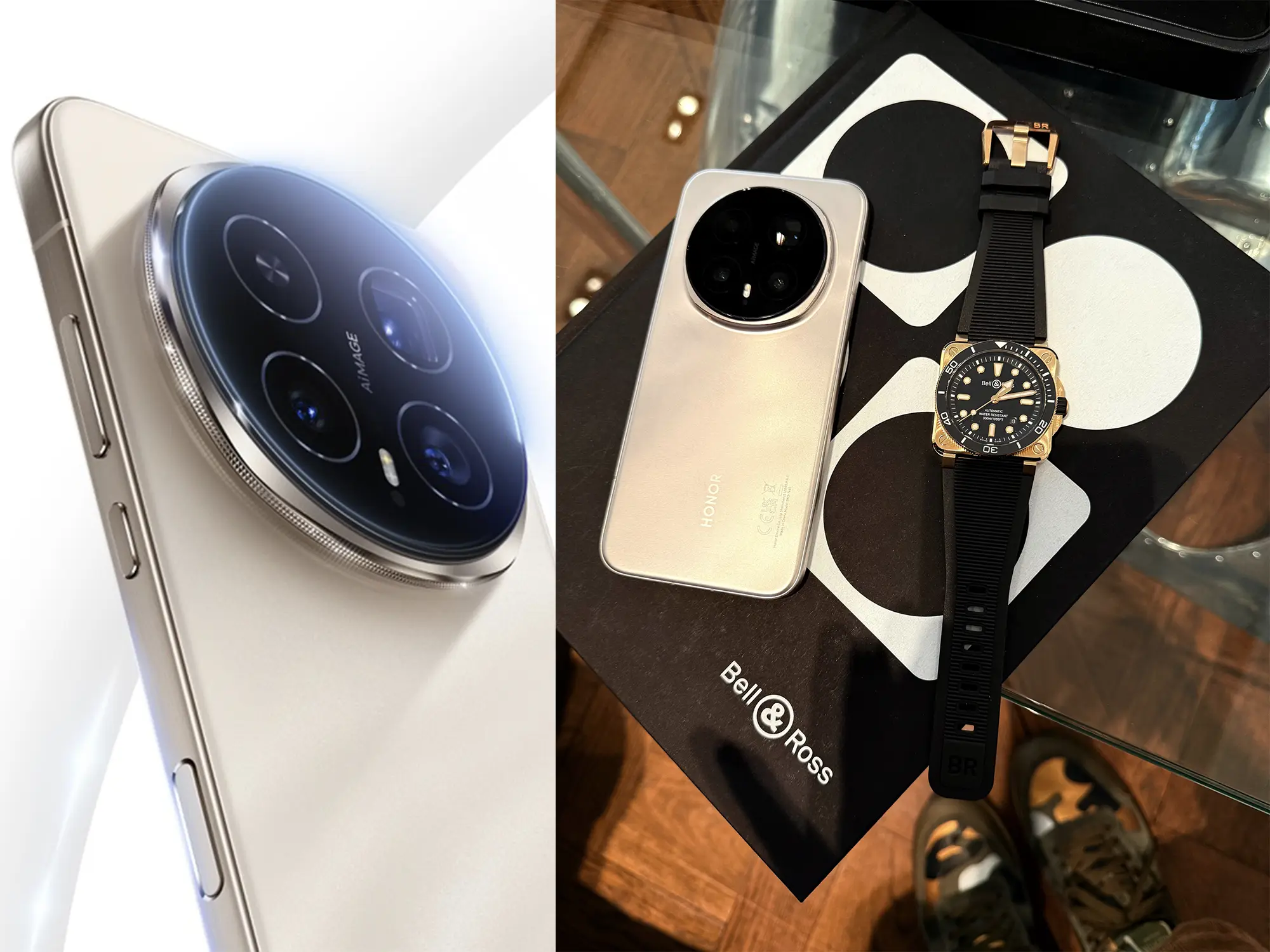 Pametni telefon HONOR Magic8 z naprednim kamer­nim modulom ob luksuzni uri Bell & Ross kot simbol sodobnega življenjskega sloga