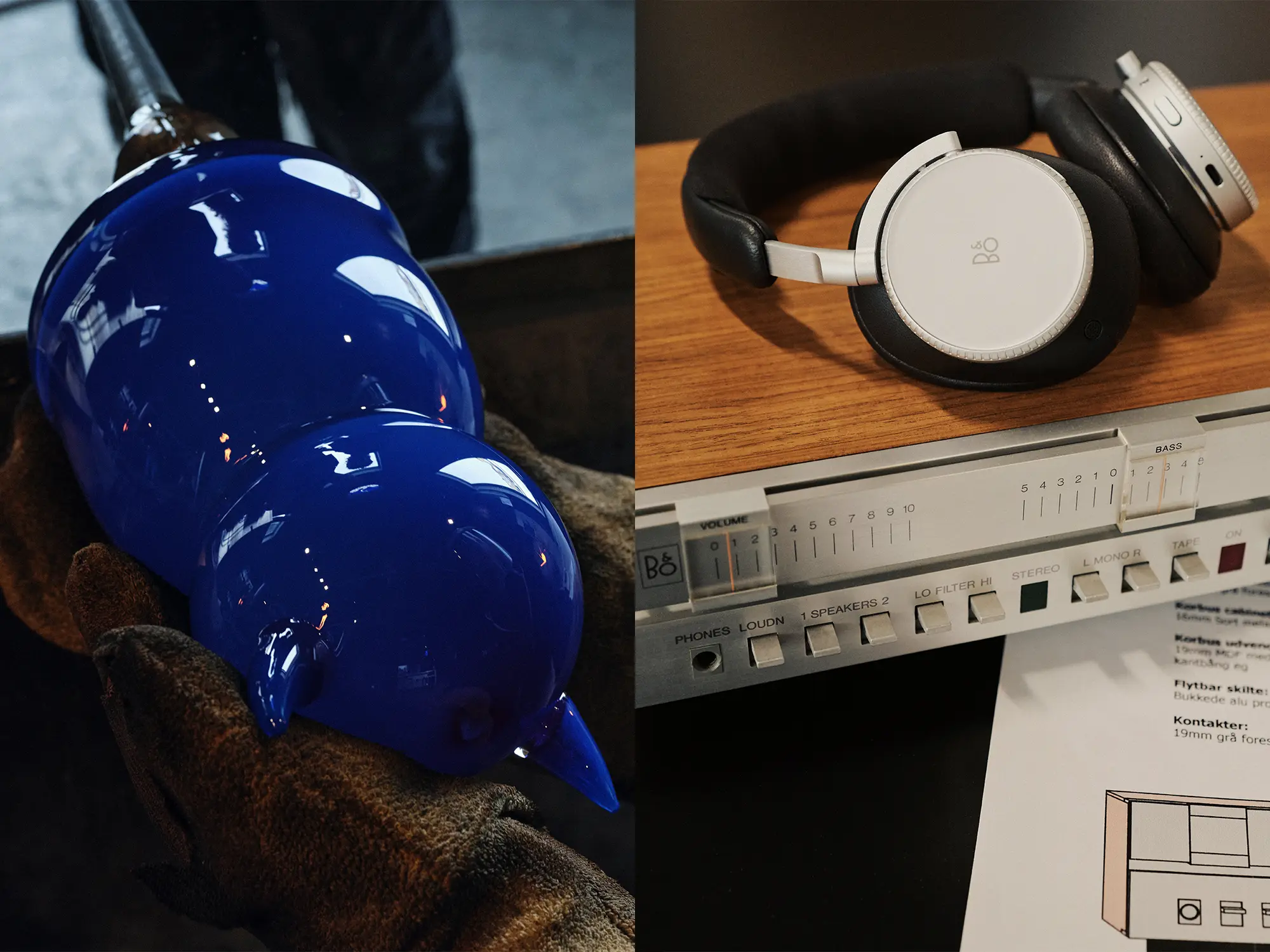 Bang & Olufsen pop-up kavarna v Parizu z Beoplay H100 slušalkami in Beogram 4000c gramofonom.